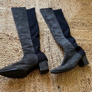 Stuart Weitzman - Elegant Gray Suede Knee-High Boots Leather 8.5